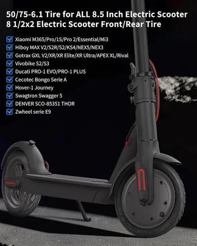 Miniatura 3 de 8.5 pulgadas 50/75-6.1 Neumático de goma autorreparable para Gotrax GXL V2 Hiboy S2 APEX XL Xiaomi M365 Pro Pro2 1S MI3 y scooters eléctricos de 8.5
