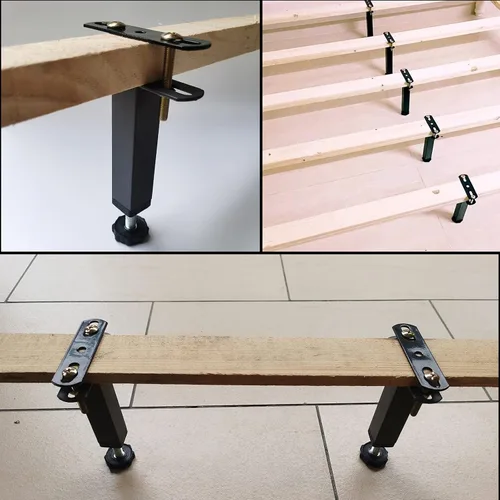 Miniatura 2 de 4 patas de soporte central de altura ajustable para marco de cama, marco de cama de acero o patas de soporte de listones centrales de madera, patas