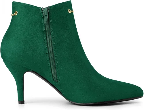 Miniatura 6 de Allegra K Botines de tacón de aguja con puntera puntiaguda y cremallera lateral para mujer