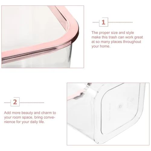 Miniatura 8 de iplusmile Cubo de basura transparente de 7.87 x 7.08 x 7.08 pulgadas, portátil, para el hogar, dormitorio, oficina, baño, almacenamiento