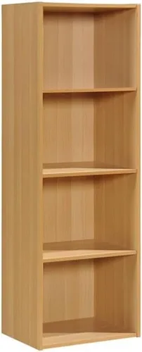 Pemberly Row Estantería de madera multiusos con cuatro estantes en acabado beige