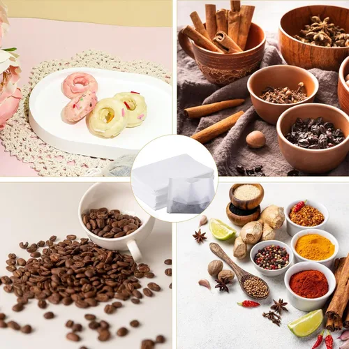 Miniatura 5 de 100 bolsas de té desechables para té de hojas sueltas, bolsas de filtro de té, bolsas de té sueltas vacías, bolsas de especias para cocinar de 2.75