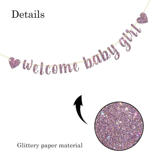 Miniatura 6 de Cartel de bienvenida para bebé niña, decoración de baby shower, fiesta de revelación de género, suministros de decoración para fiesta de primer