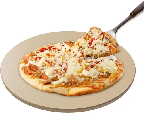Piedra redonda para pizza de 12 pulgadas para parrilla y horno, cocina al aire libre y barbacoa, piedra para hornear de cordierita con resistencia