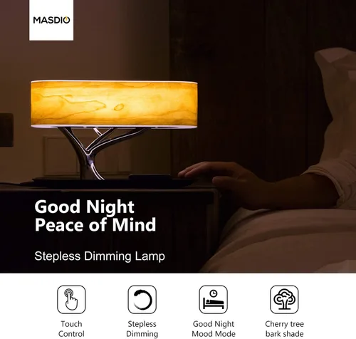 Miniatura 7 de Ampulla Lámpara de noche con altavoz Bluetooth y cargador inalámbrico, modo de sueño, regulable sin pasos, 20.00watts