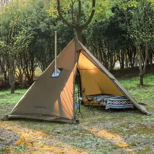 Miniatura 7 de Tienda Caliente con Conexión para Estufa y Faldón para Nieve, 6.89~8.53 pies de Altura Interior, 2~5 Personas, Tienda Tipi para Senderismo Familiar
