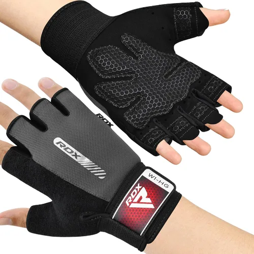 Miniatura 13 de RDX Guantes de levantamiento de pesas para gimnasio, entrenamiento de fitness, protección completa acolchada antideslizante, ultra ventilados