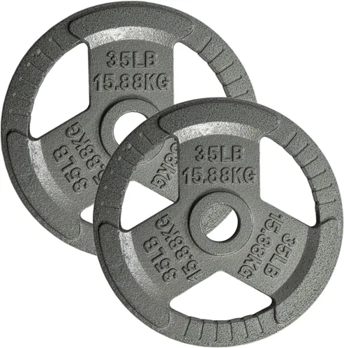 Miniatura 8 de Yes4All - Discos de pesas olímpicos de hierro fundido con asas tri-grip de 2 pulgadas, discos de pesas para levantamiento con acabado suave y A. 2.5