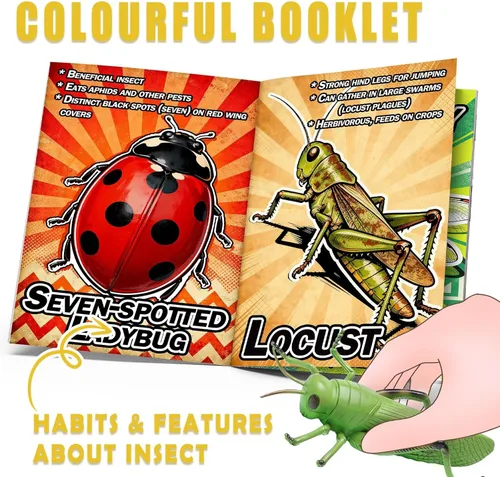 Miniatura 4 de 13 juguetes realistas de insectos con folleto educativo y caja de regalo, insectos falsos para niños, insectos de plástico para Halloween