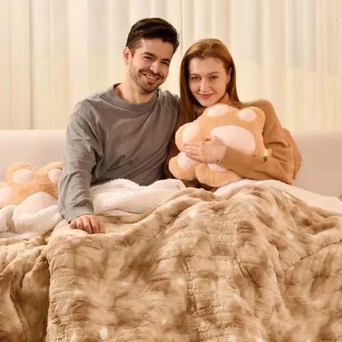 Miniatura 13 de Bearhug Manta eléctrica, 50 x 60 pulgadas, con 6 niveles de calefacción y apagado automático de 4 horas, lavable a máquina, de terciopelo suave a