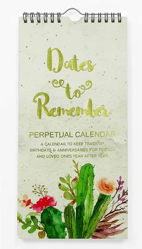 Miniatura 10 de Calendario perpetuo de pájaros y hojas tropicales para colgar en la pared, aniversario, recordatorio de eventos especiales, calendario con impresión