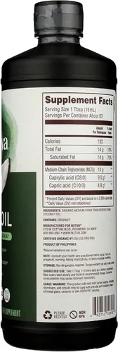 Miniatura 7 de Nutiva - Aceite MCT orgánico, sin sabor, 32 oz, USDA orgánico, sin OMG, sin BPA, Aprobado Whole 30, vegano, sin gluten y keto, 14 g de MCT por
