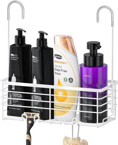 Miniatura 10 de SHANSHUI Organizador de Ducha Colgante, Organizador Doble para Baño, Cesta Organizadora de Ducha, Soporte para Champú, Estante de Ducha sobre Puerta