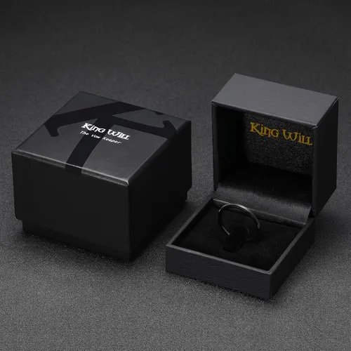 Miniatura 180 de King Will Anillo de boda de tungsteno para hombre, disponible en 15/64 a 25/64 de pulgada (6 a 10 mm), negro/plata, acabado mate, borde pulido