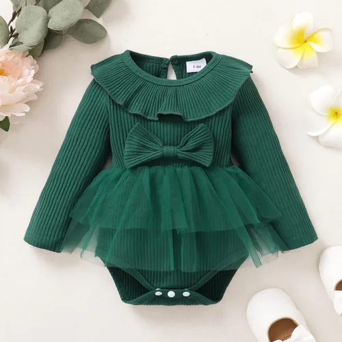 Miniatura 11 de OPAWO Vestido de bebé recién nacido, vestido de verano sin mangas, enterizo con cuello halter, vestido de tul de una pieza, 0-18 meses