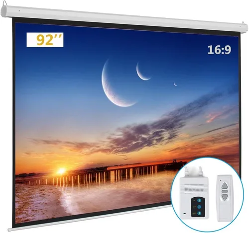 Miniatura 9 de Pantalla de proyector motorizada con control remoto, sin arrugas, sin abolladuras, pantalla HD, para cine en casa, oficina, aula, TV