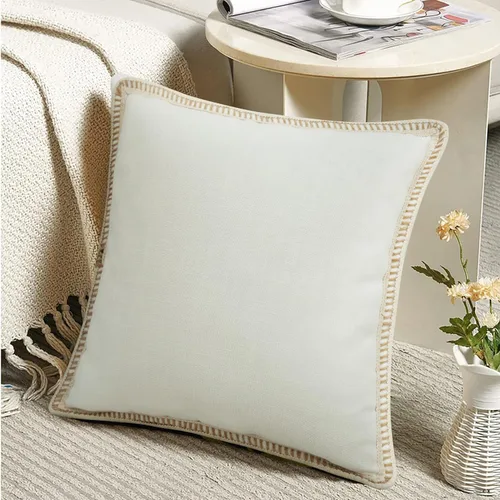 Miniatura 2 de Merrycolor Juego de 2 fundas de almohada decorativas de granja de 18 x 18 pulgadas, fundas de almohada beige texturizadas, fundas de almohada