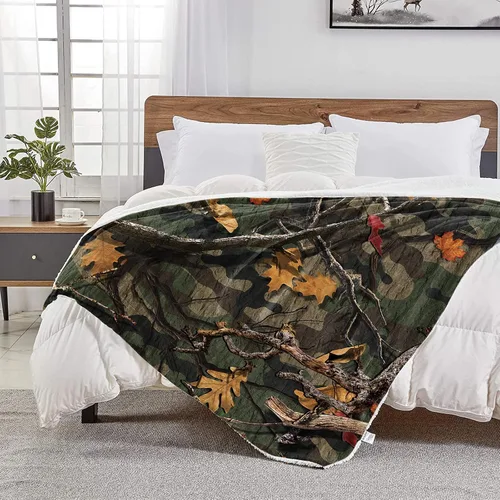 Miniatura 7 de Manta clásica de camuflaje forestal para sofá, manta de forro polar de felpa súper suave y cómoda, manta decorativa de franela de vellón para todas