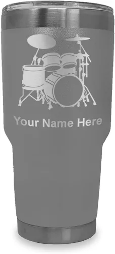 Miniatura 19 de LaserGram Vaso aislado al vacío de 20 onzas, juego de batería, grabado personalizado incluido (negro)