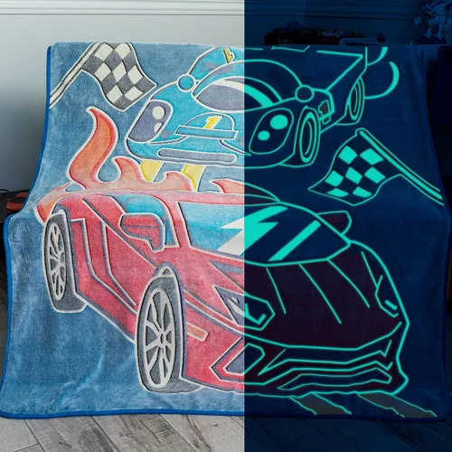 Miniatura 3 de Manta de Lanzar de Coche de Carreras que Brilla en la Oscuridad – Divertido Regalo de Cumpleaños para Niños que Aman los Coches de Juguete y Coches