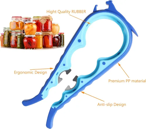 Miniatura 6 de Abrelatas más reciente para manos débiles, kit de abridor de botellas multifunción 6 en 1 con mango de silicona fácil de usar para niños, ancianos