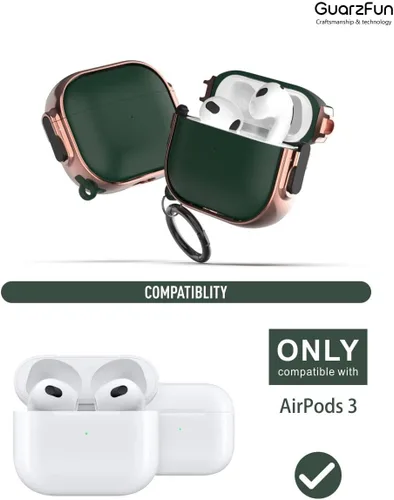 Miniatura 2 de Funda para AirPods 3, Funda Protectora de Cuerpo Completo de Material Híbrido con Cierre Seguro (Rosado Dorado + Verde)