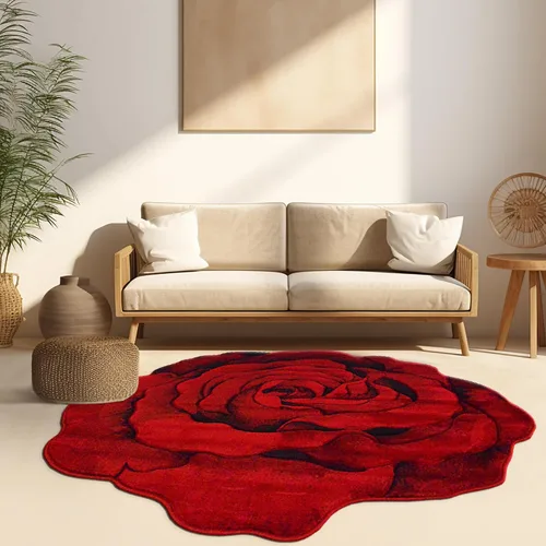 Miniatura 10 de Alfombra redonda de 2 pies con forma de flor, bonita alfombra de felpa con forma de flor, para dormitorio, suelo, sala de estar, alfombra 304 beige