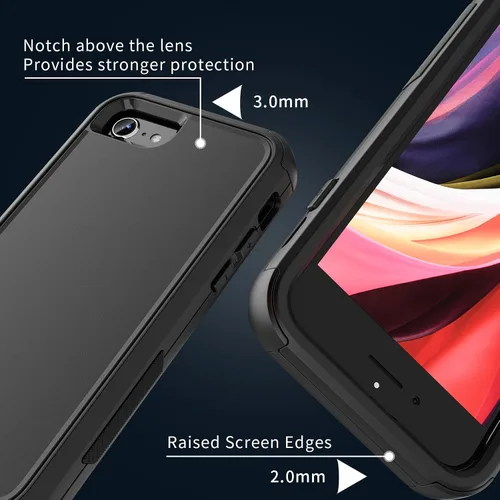 Miniatura 4 de X-belmox Funda resistente para iPhone SE 2022 (3ª generación), iPhone SE 2020 (2ª generación), 3 en 1 [a prueba de golpes] [a prueba de caídas]