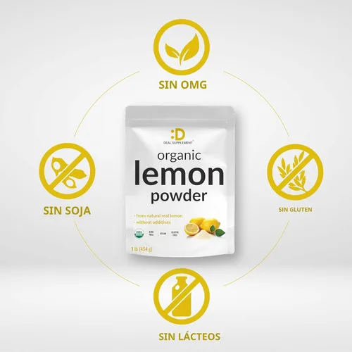 Miniatura 5 de Polvo de limón orgánico, 1 libra, fuente real liofilizada, rica en vitamina C esencial, apoyo inmunológico natural, sabor y aroma de jugo de limón