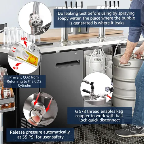 Miniatura 7 de MRbrew Acoplador de barril de acero inoxidable 304, dispensador de grifo de barril de Sankey Kegerator D comercial para I.D 5/16 pulgadas línea