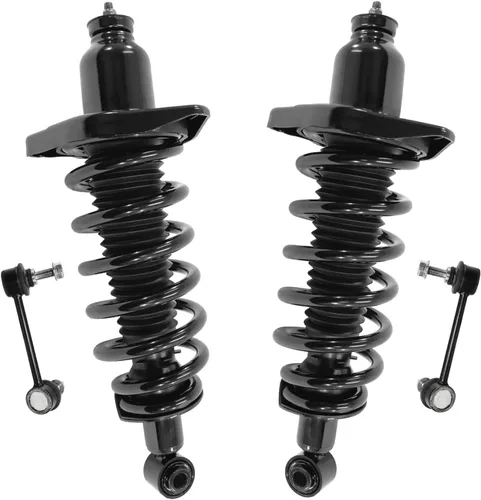 Miniatura 21 de Detroit Axle - Kit de 4 barras estabilizadoras delanteras para Ford F-150 2021 2022 2023 2024, 2 puntales con resorte helicoidal, 2 eslabones