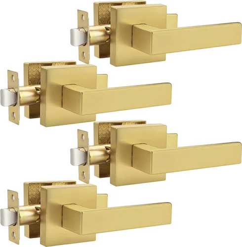 Miniatura 45 de Probrico Paquete de 4 manijas de puerta simuladas en negro mate, manijas interiores que no giran, manijas reversibles resistentes para interiores