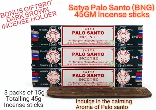 Miniatura 2 de Satya Palo Santo 15 gramos x 3 paquetes de varillas de incienso para positividad, meditación, relajación, yoga, sanación