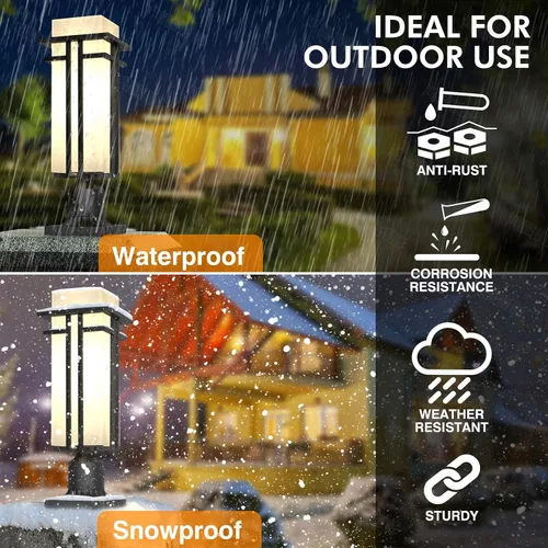 Miniatura 2 de Lámpara de poste al aire libre – Postes de lámpara de aluminio iluminación al aire libre, linterna de poste de luz al aire libre con base de montaje