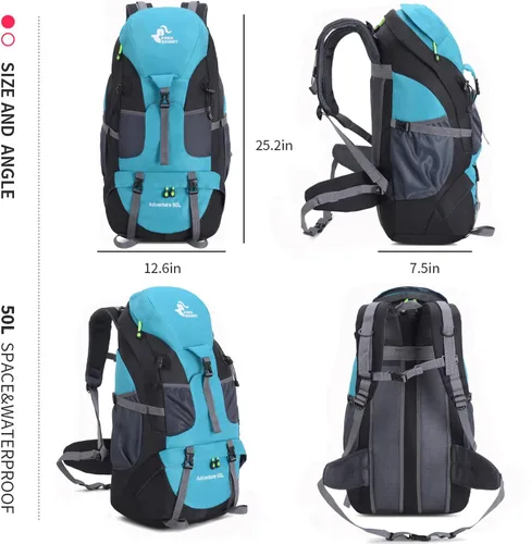 Miniatura 2 de Bseash Mochila de senderismo de 50 L, resistente al agua, ligera, mochila deportiva para exteriores, bolsa de viaje para camping, escalada, esquí