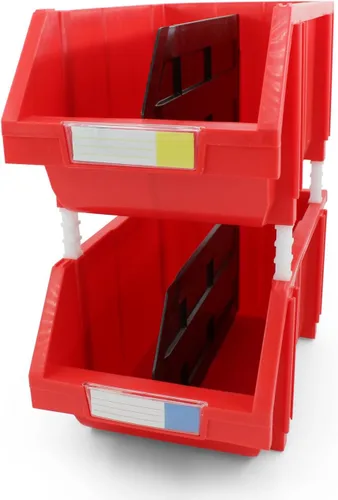 Miniatura 21 de Paquete de 2 cubos de almacenamiento apilables, organizador de polipropileno resistente de 8.4 x 11 x 6.9 pulgadas, diseño colgante y de conexión