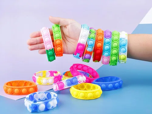 Miniatura 3 de 300 pulseras de juguete para ansiedad, pulseras sensoriales de burbujas emergentes, juguetes sensoriales para aliviar el estrés, pulsera de silicona