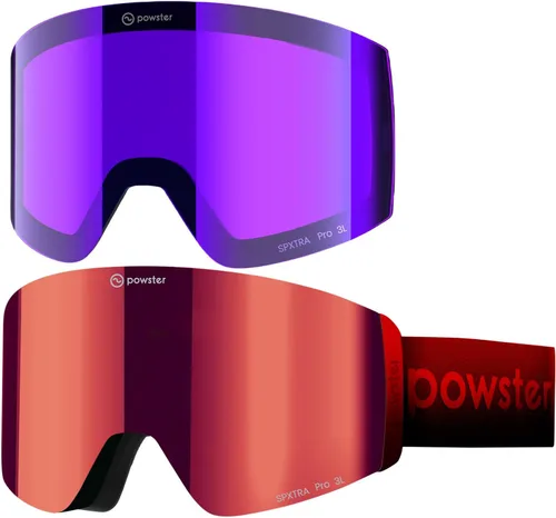Miniatura 23 de Powster - Gafas de esquí OTG, gafas de snowboard magnéticas, lente intercambiable sin marco, protección UV, antiniebla, para patinaje móvil