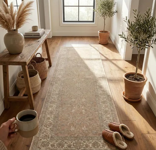 Miniatura 3 de Well Woven Alfombra de Pasillo y Escalera de Tamaño Personalizado - Asha Rome Beige Crema 26 Pulgadas de Ancho x 2 Pies de Largo Alfombra