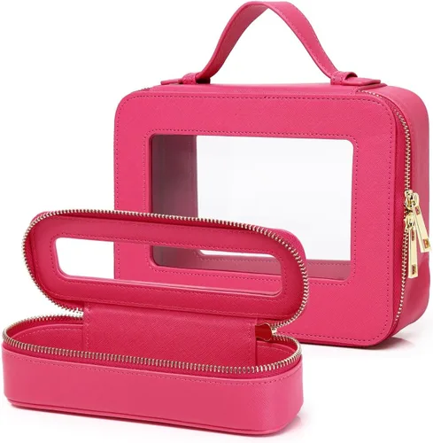 Miniatura 14 de Pinkmik Pequeña bolsa de maquillaje, mini estuche transparente para maquillaje y neceser con cremallera, organizador de bolsos para mujer