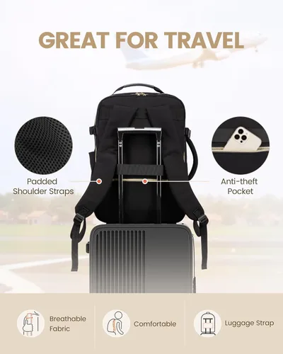 Miniatura 6 de LOVEVOOK Mochila de viaje de 50 L para mujeres y hombres, impermeable, aprobada por aerolíneas, equipaje de mano, artículos esenciales de viaje