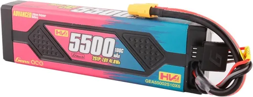 Miniatura 2 de Gens ace Advanced 5500mAh 7.6V 100C 2S1P Hardcase HV Lipo batería con chip G-Tech es más inteligente, segura y conveniente (2 piezas)