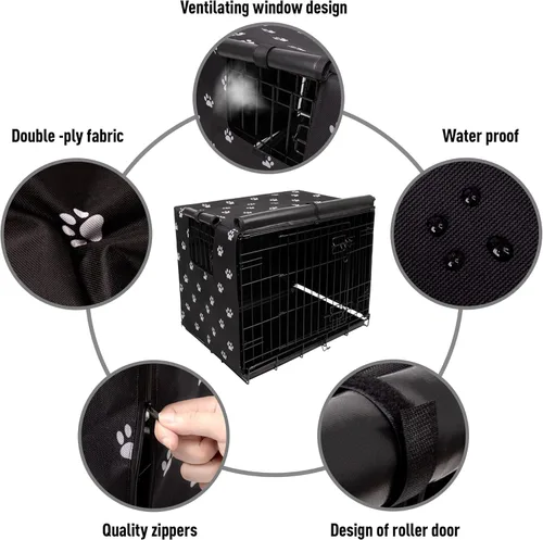 Miniatura 2 de Pet Prime Funda para jaula de perro de 42 pulgadas para jaula de alambre 600D tela Oxford para interiores y exteriores, duradera, impermeable