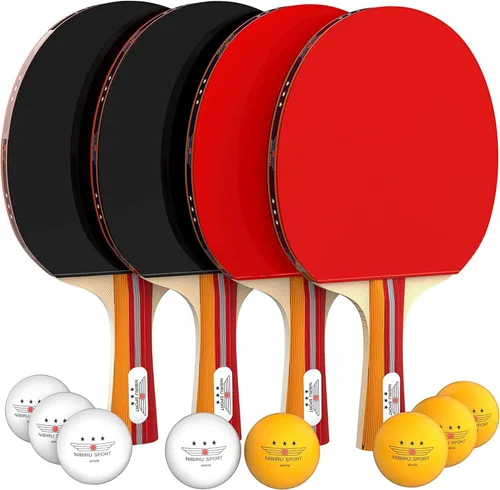 NIBIRU SPORT Professional Ping Pong Paddle Sets, 2 Paddle or 4 Paddle Table Tennis Set with Tournament Quality Balls and Carry Bag/Storage Case,