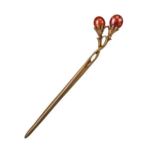 Miniatura 9 de Palo de madera tallada para mujer, hecho a mano, para cabello largo, palillos para moños, tenedor de madera para peinar el cabello