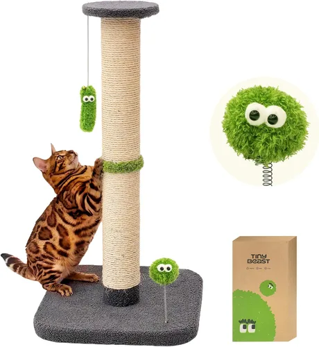 Miniatura 9 de TINYBEAST Rascador para gatos de 34 pulgadas de alto, rascador para gatos con cuerda de sisal natural, árbol para gatos con bola de juguete
