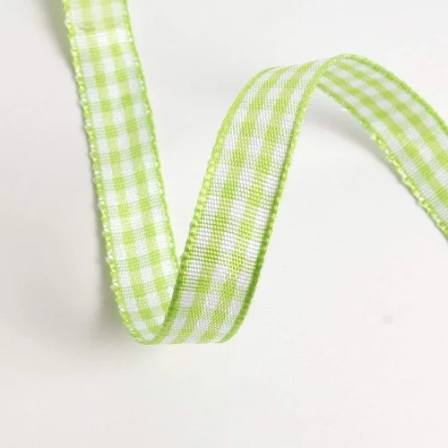 Miniatura 5 de Rollo de cinta a cuadros a cuadros verde manzana, 25 yardas cada rollo, 100% poliéster (3/8 pulgadas, verde manzana)