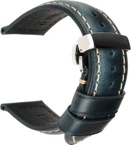 REZERO - Correa de reloj MAIKES de piel, vintage, 5 colores, 18 mm, 19 mm, 20 mm, 21 mm, 22 mm, 23 mm, 24 mm, 26 mm, correa de piel engrasada