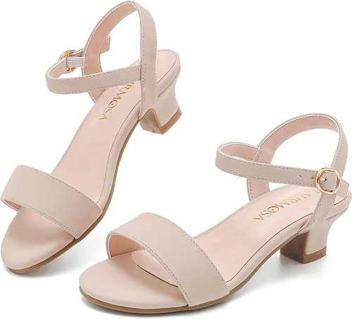 Sandalias de tacón bajo para niñas, zapatos de vestir para bodas, fiestas, verano, puntera abierta, correa de tobillo para niños pequeños y grandes