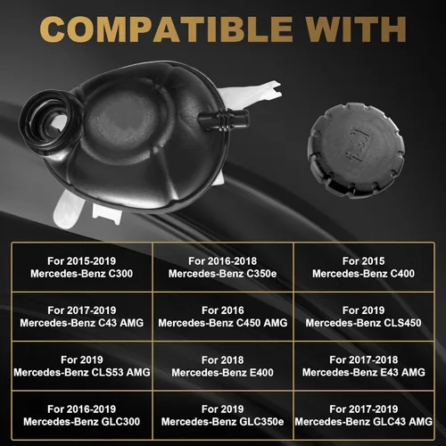 Miniatura 5 de Partsflow Depósito de refrigerante del motor para Mercedes-benz C300 2015-2019 para Mercedes-benz C350e 2016-2018 para Mercedes-Benz C400 2017-2019